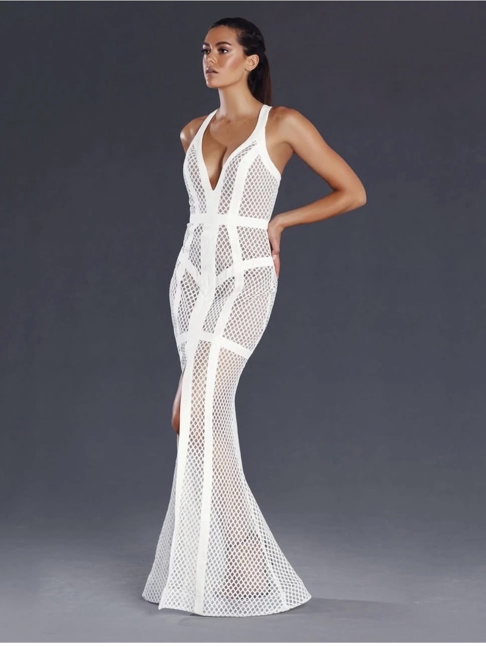 White Mesh Maxi Dress